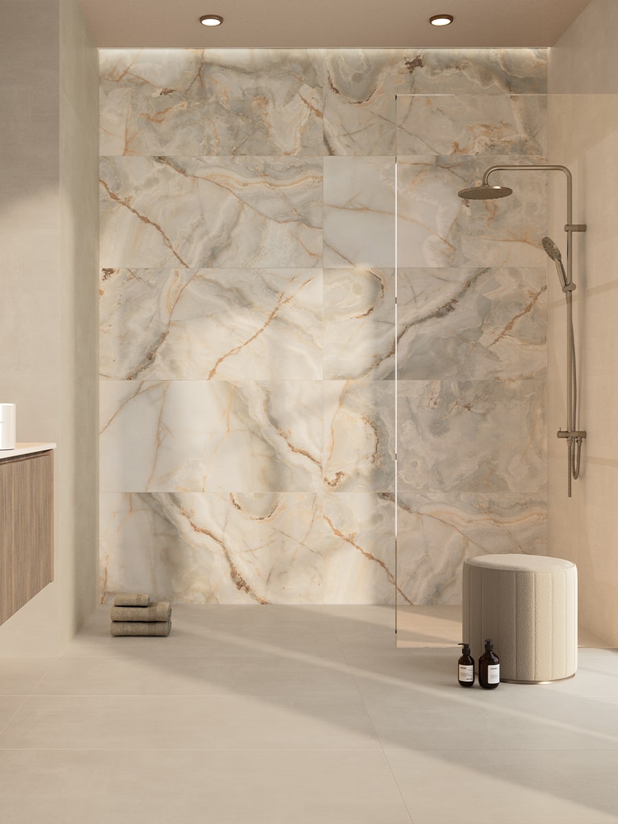 Eunoia Beige Onyx Gloss Tiles - 1200x600mm