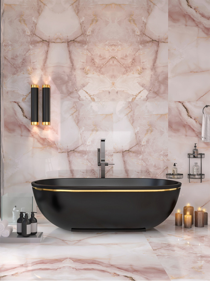 Eunoia Rosa Onyx Matt Tiles - 608x608mm