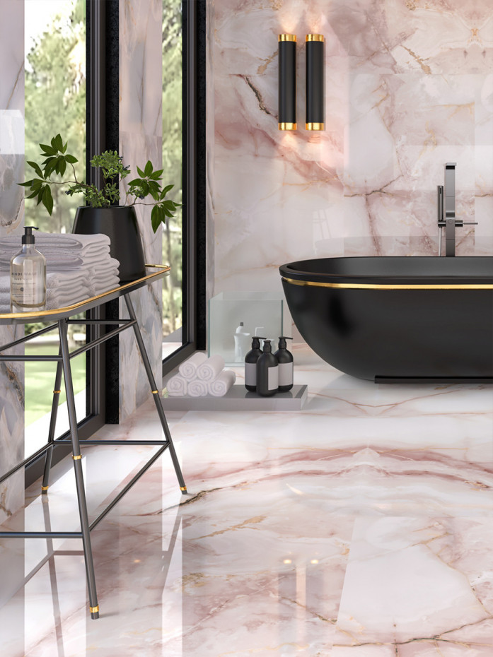 Eunoia Rosa Onyx Matt Tiles - 608x608mm