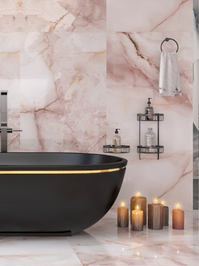 Eunoia Rosa Onyx Matt Tiles - 608x608mm