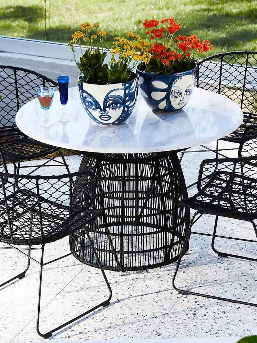 Ferro Statuario Premium Marble Dining Table & Chair Set (With 4 Breeze Chairs)