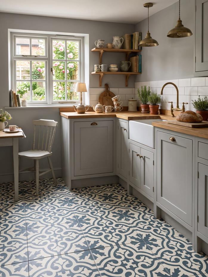 Fiore Blue Decor Porcelain Tile - 450x450mm