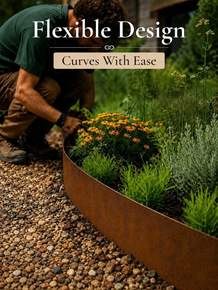 Corten Steel Lawn Edging 1075 x 75mm - Pre-Rusted (Pack of 5 Pcs)