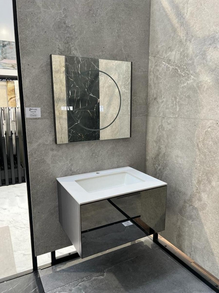 Florence Glass Drawer Vanity With Metal Shelf & Sensor Light - 750mm