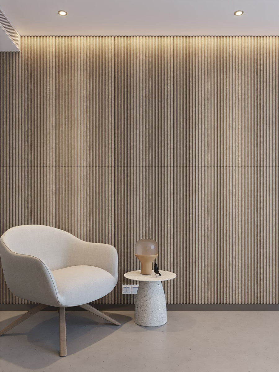 Foresta Fluted Slat Wood Wall Tile - 1200x600mm