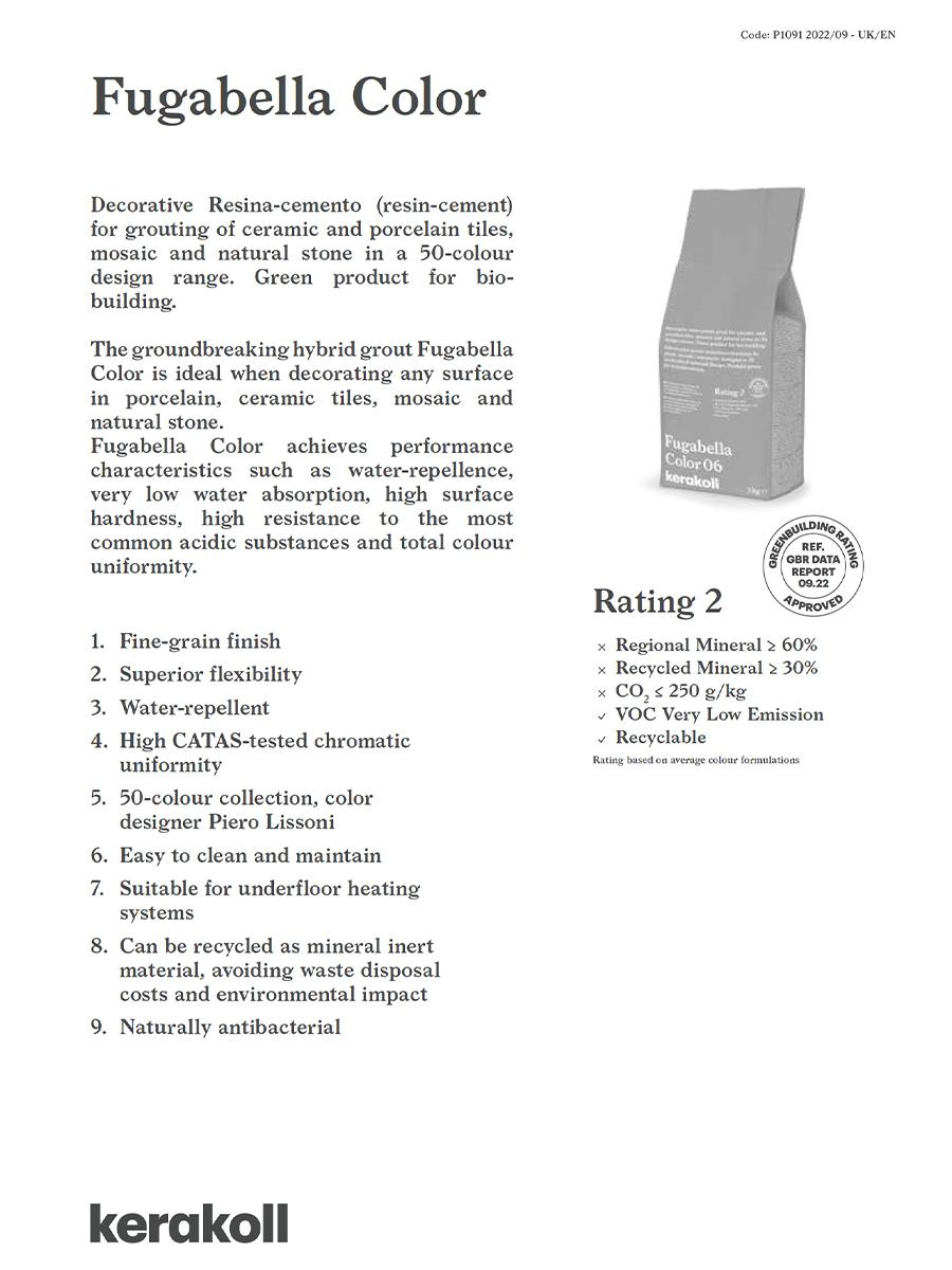 Kerakoll Fugabella Color Resin-Cement Grout - 3kg Bag (Colour Choices)
