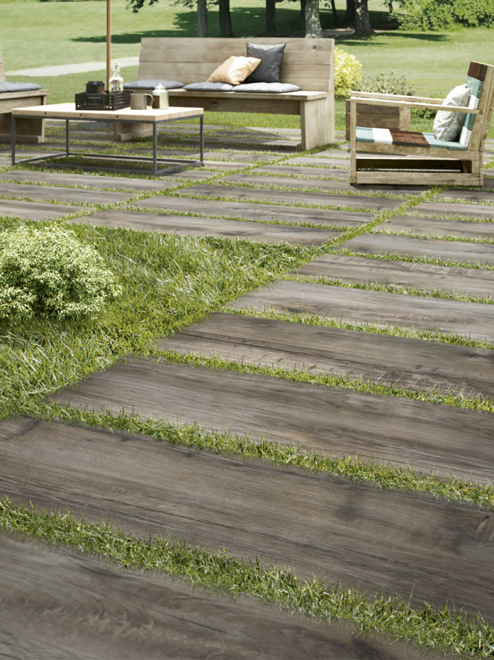 Grey Wood Effect Outdoor Porcelain Paving Wood Planks Garden Paving