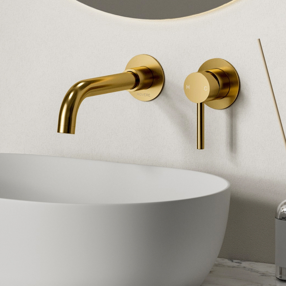 Garda Brush Gold Wall Mounted Basin Mixer Tap