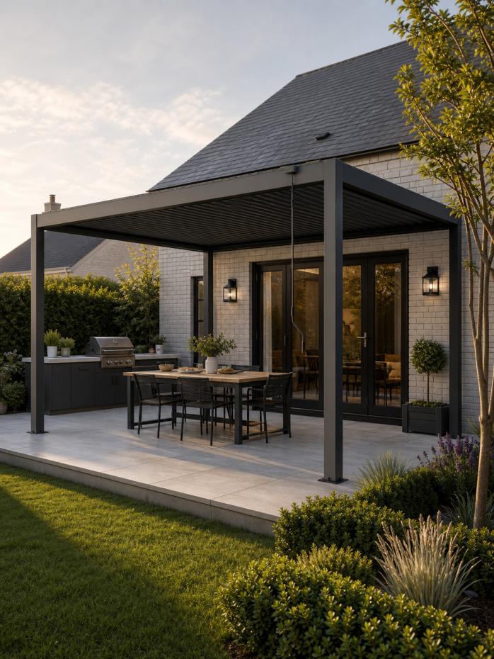 Carlisle Aluminium Free Standing Pergola in Graphite Grey - 3 x 3m / 3 x 4m
