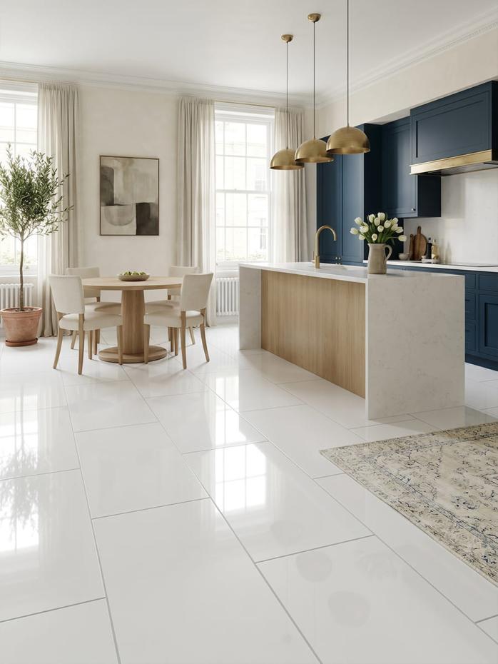 Everest White Gloss Porcelain Tile - 1200x600mm