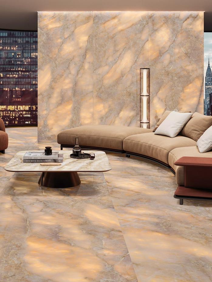 Ambra Oro Gloss Onyx Effect Porcelain - 1200x600x9mm