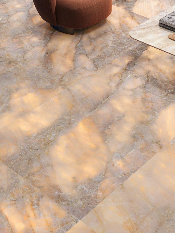 Ambra Oro Gloss Onyx Effect Porcelain - 1200x600x9mm