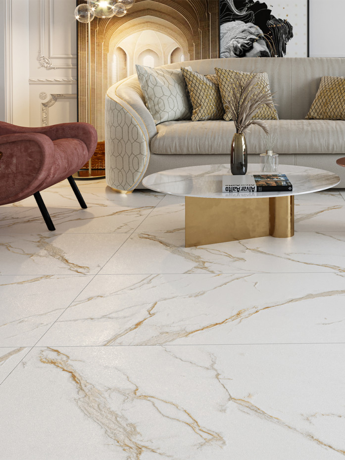 Golden Statuario Porcelain Tile - 1200x600mm