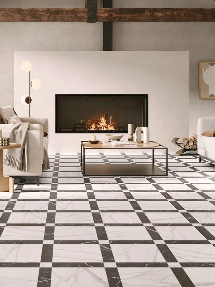 Grace Nero Porcelain Tile - 440x440x10mm
