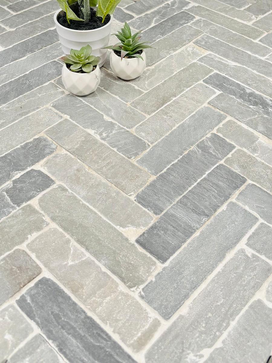 Kandla Grey Outdoor Sandstone Pavers - 200x50x40mm