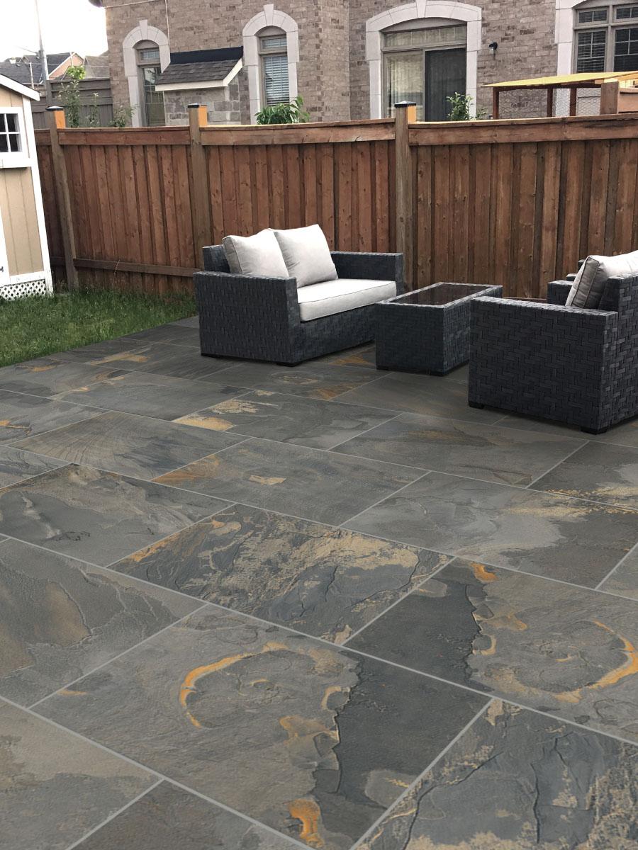 Grey Slate Outdoor Porcelain Tiles - 600x900