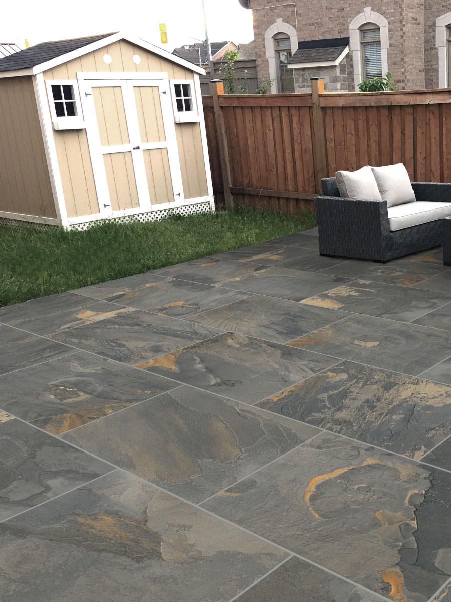 Grey Slate Outdoor Porcelain Tiles - 600x900