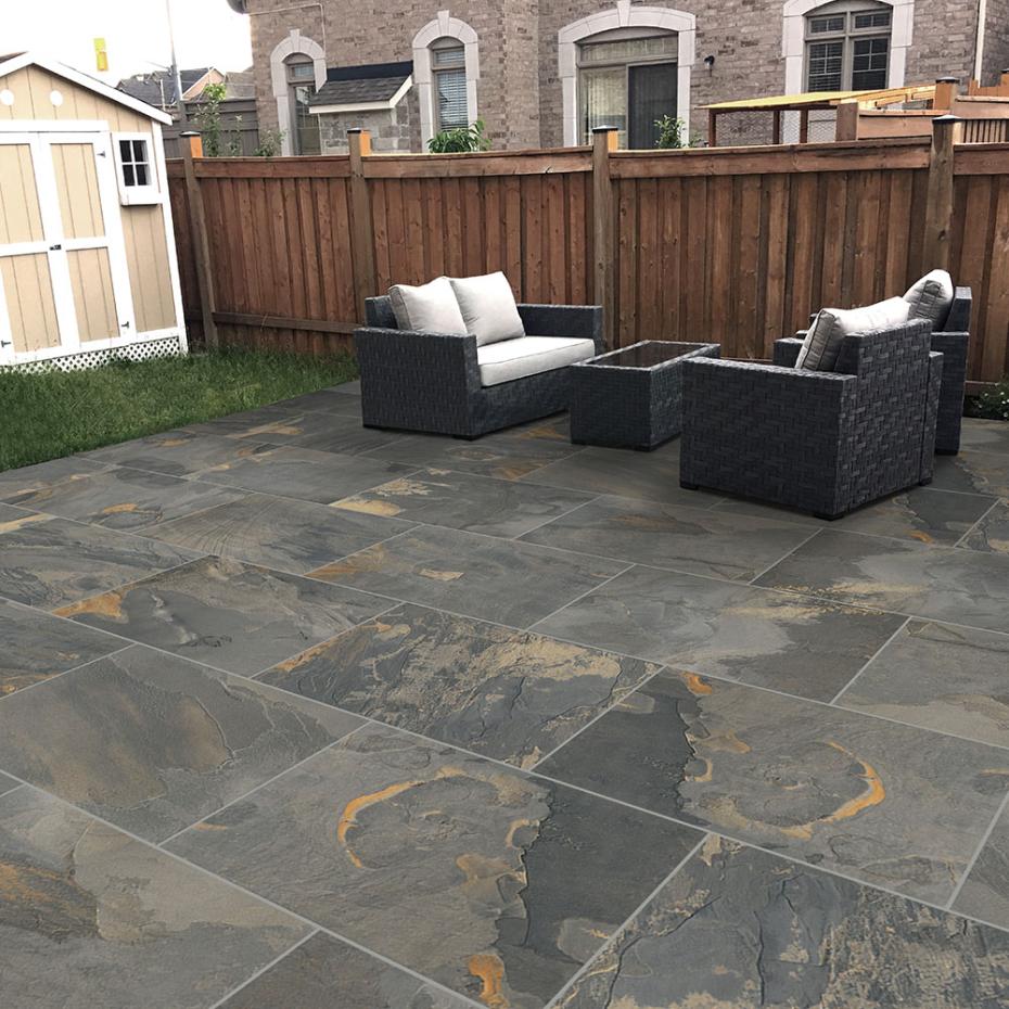 Grey Slate Outdoor Porcelain Tiles - 600x900x20mm