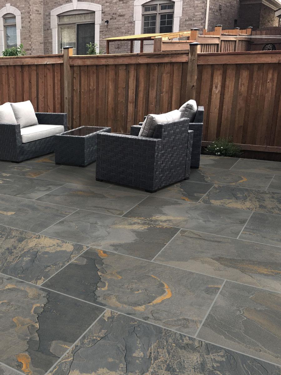 Grey Slate Outdoor Porcelain Tiles - 600x900