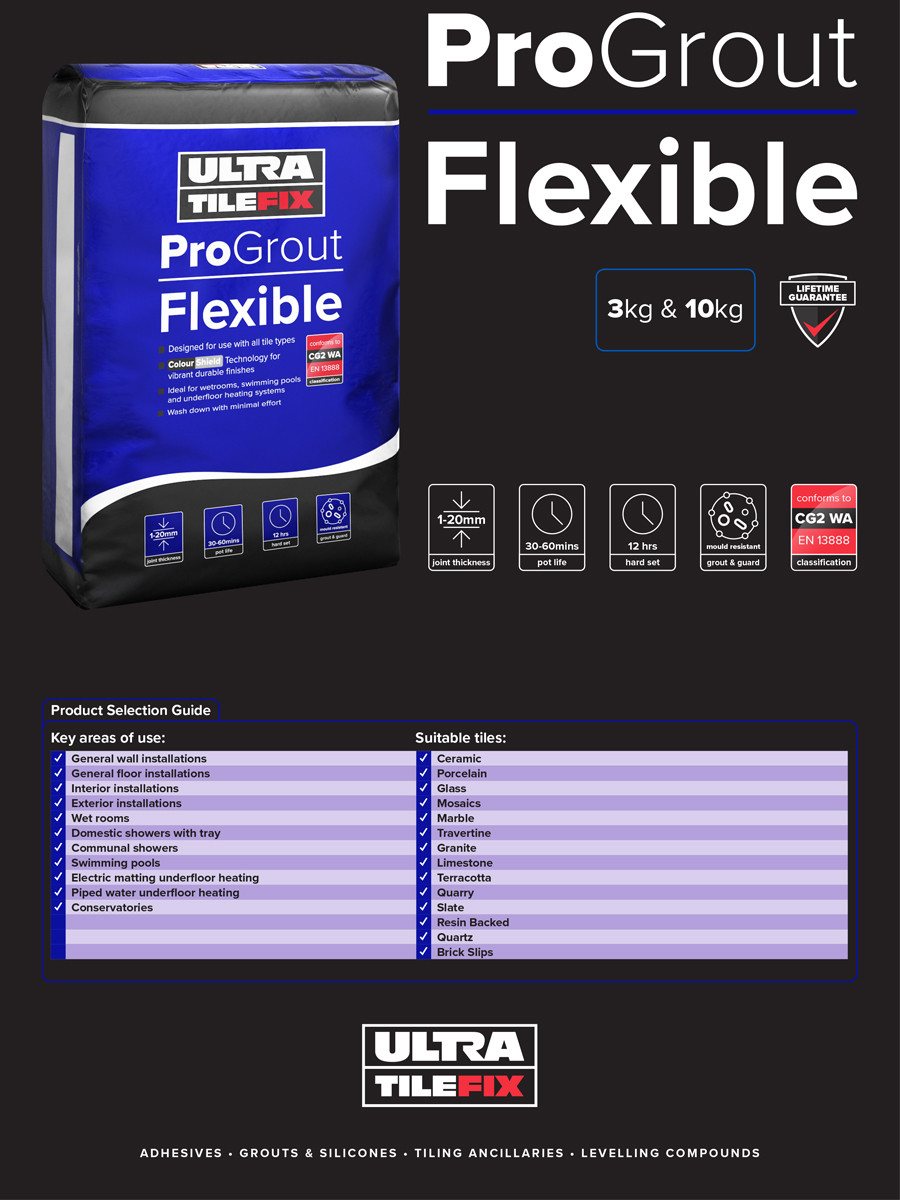 Ultra Tile Fix ProGrout Flexible Wall & Floor Grout - 10kg