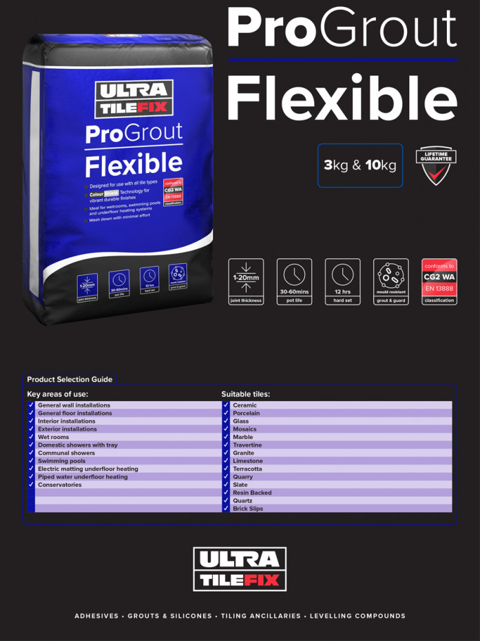 Ultra Tile Fix ProGrout Flexible Wall & Floor Grout - 3kg
