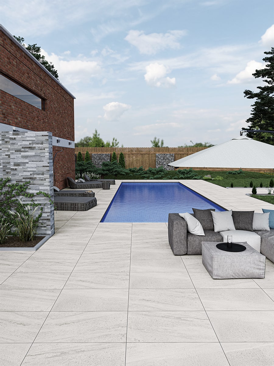 Grovak White Outdoor Tile - 900x600x20mm