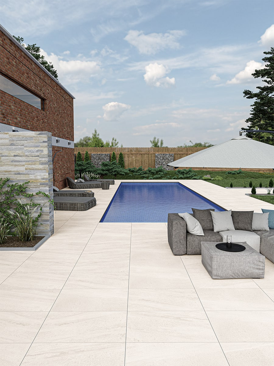 Grovak White Outdoor Tile - 900x600x20mm