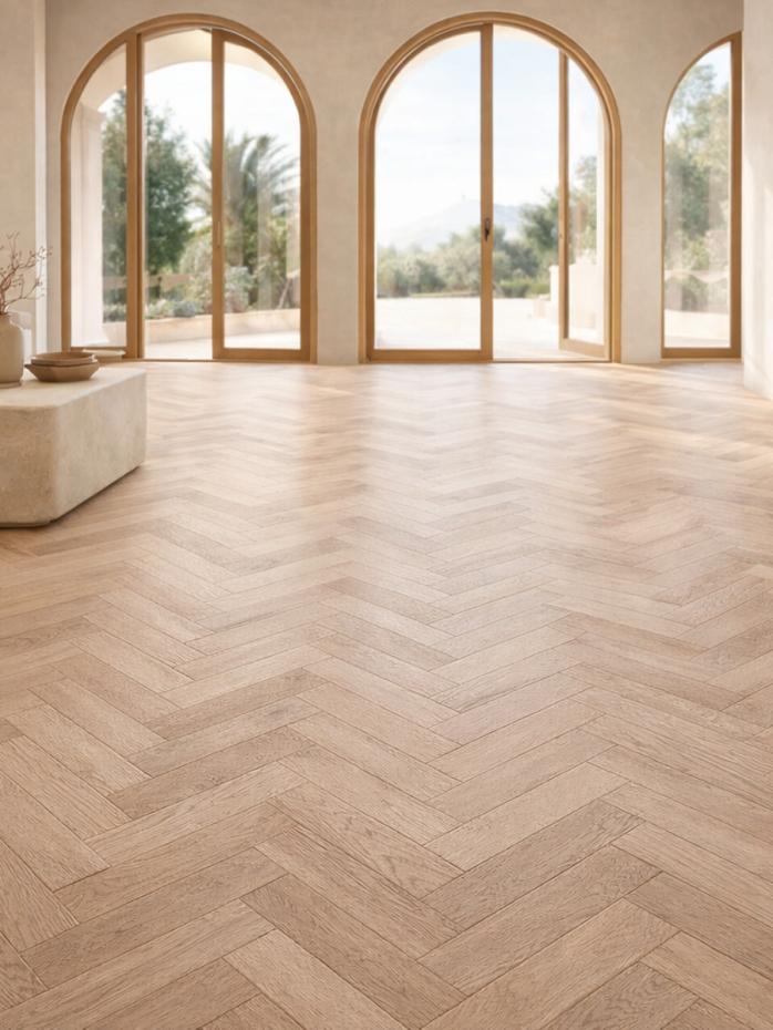 Highland Oak Herringbone Luxury Click Vinyl Flooring Tiles - 640x128x6mm