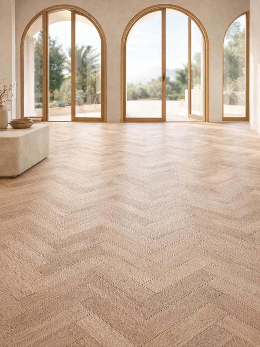 Highland Oak Herringbone Luxury Click Vinyl Flooring Tiles - 640x128x6mm