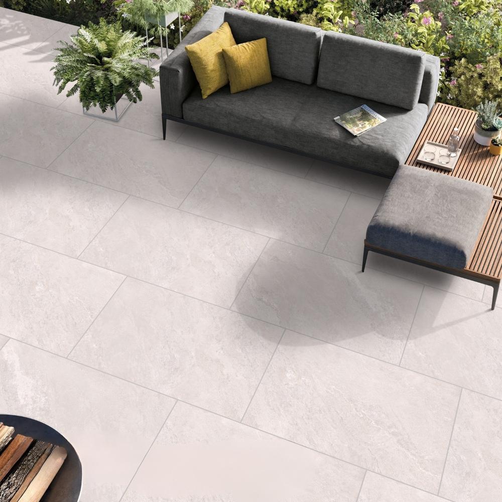 Himalayan White Porcelain Outdoor Paving Tiles- 900x600x16mm