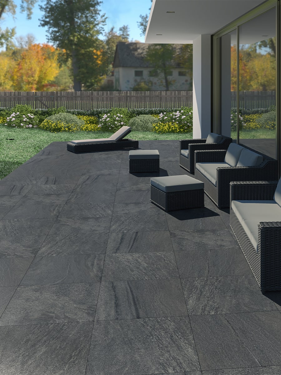 Idemo Anthracite Outdoor Porcelain Paving Slabs - 900x600x16mm