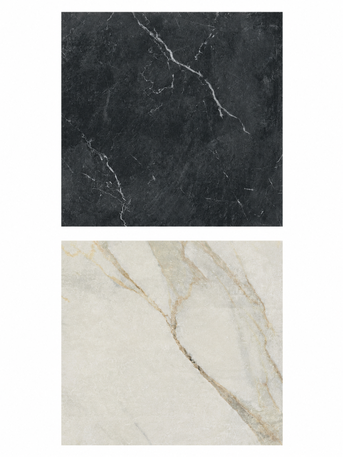 Lusso Gold + Lusso Noir Checkerboard Porcelain Marble Effect Tiles - 300x300mm