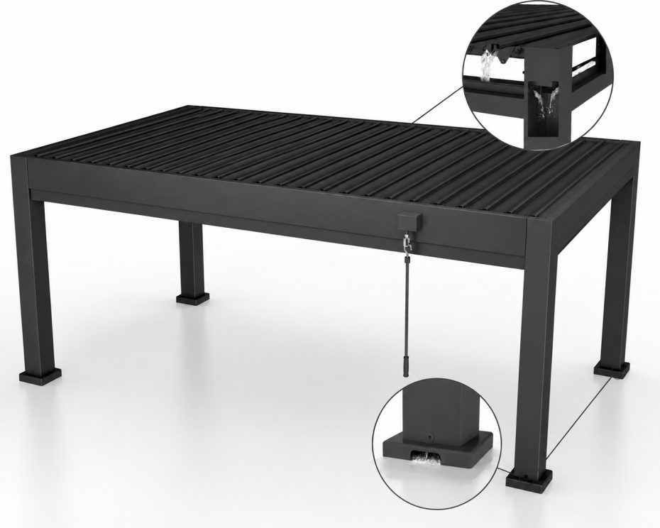 Nord Steel Pergola in Graphite Grey - 3m x 3m Free Standing