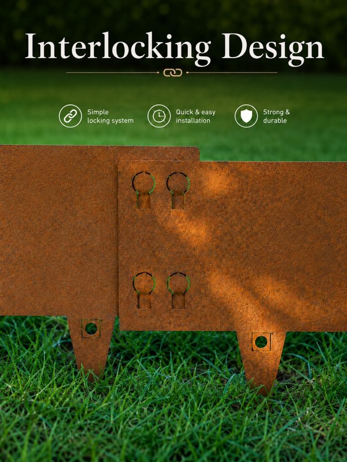 Corten Steel Lawn Edging 1075 x 100mm - Pre-Rusted (Pack of 5 Pcs)