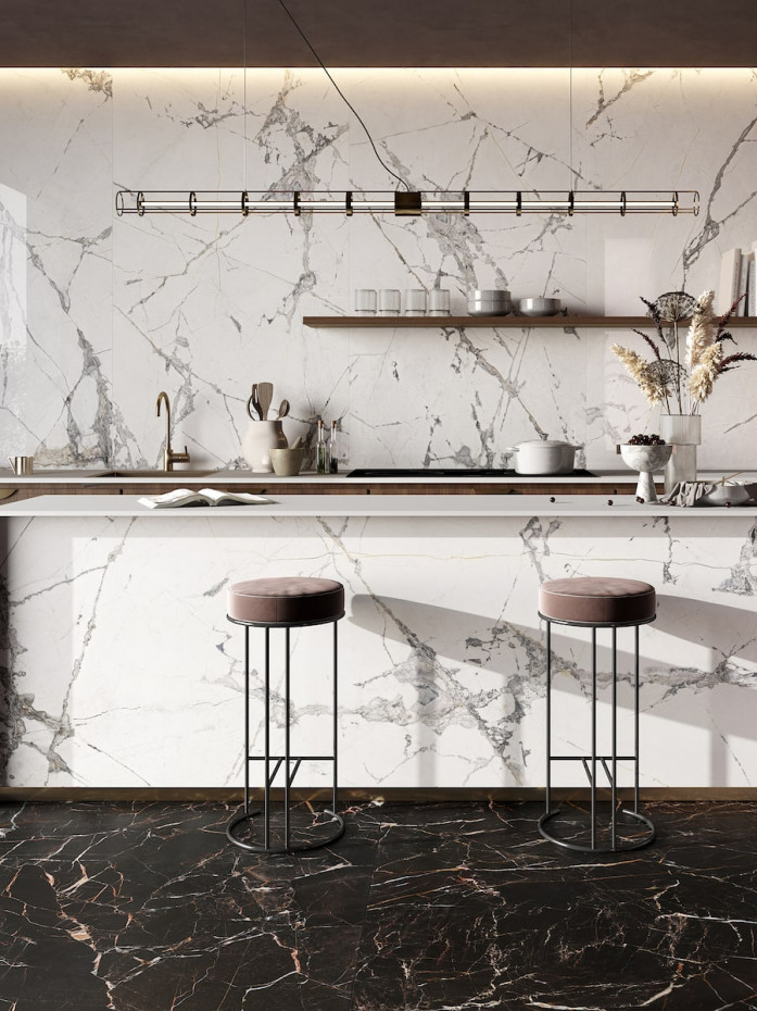 Invisible White Lastre Extra Large Porcelain Tiles - 1200x2800mm