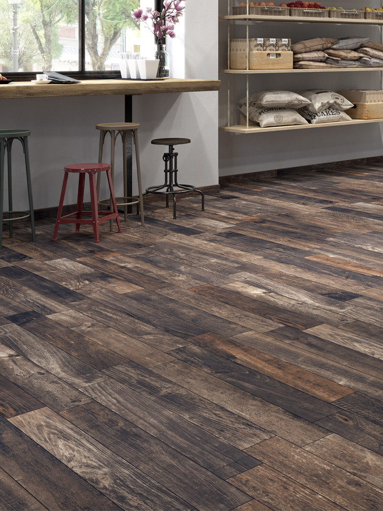 Inwood Black Italian Wood Effect Floor Tiles - 1000x150mm