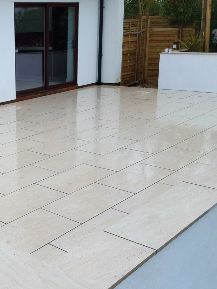 Ivory Sawn Sandstone Effect Outdoor Porcelain Slab - 900x450x20mm