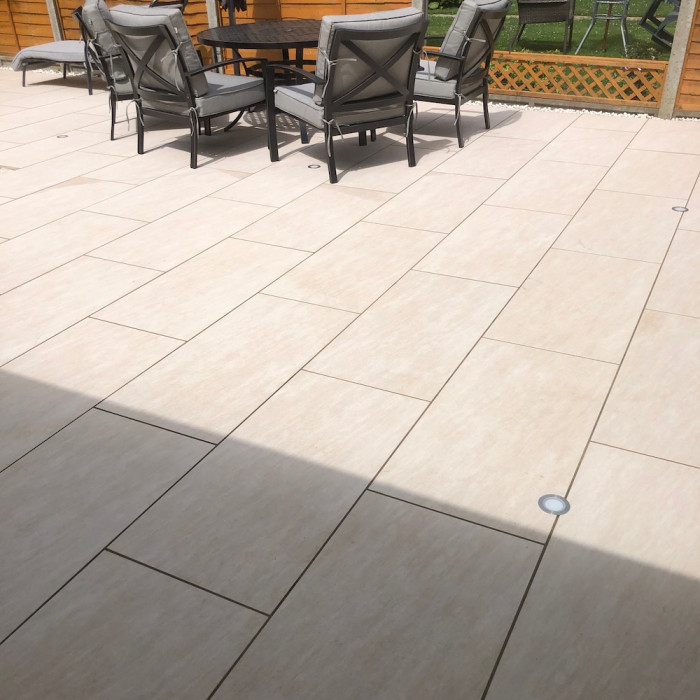 Ivory Sawn Sandstone Effect Outdoor Porcelain Slab - 900x450x20mm