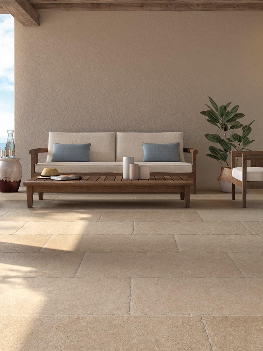 Jersey Beige Antique Chiselled Edge Porcelain Slab - 905x605x20mm