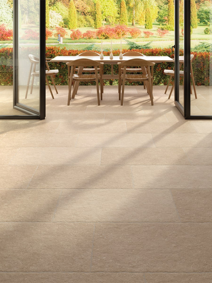 Jersey Beige Antique Chiselled Edge Porcelain Tile - 900x600mm