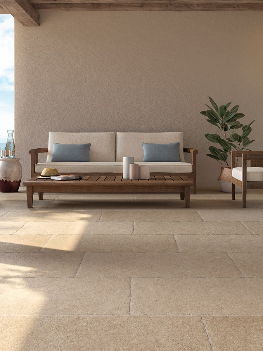 Jersey Beige Antique Chiselled Edge Porcelain Slab - 905x605x20mm