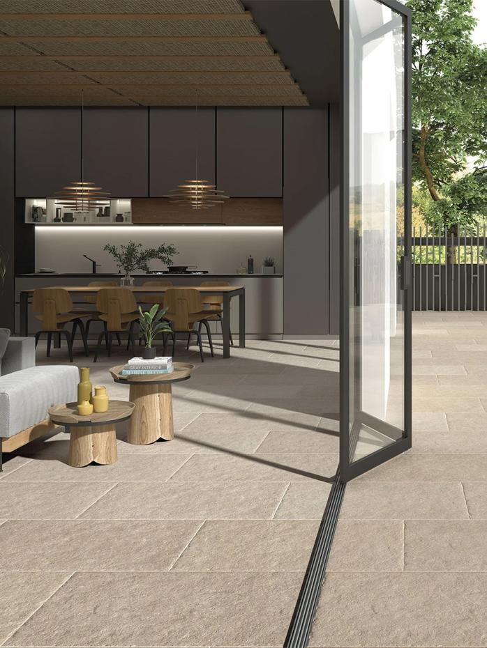 Jersey Beige Antique Chiselled Edge Porcelain Tile - 600x400x9.5mm