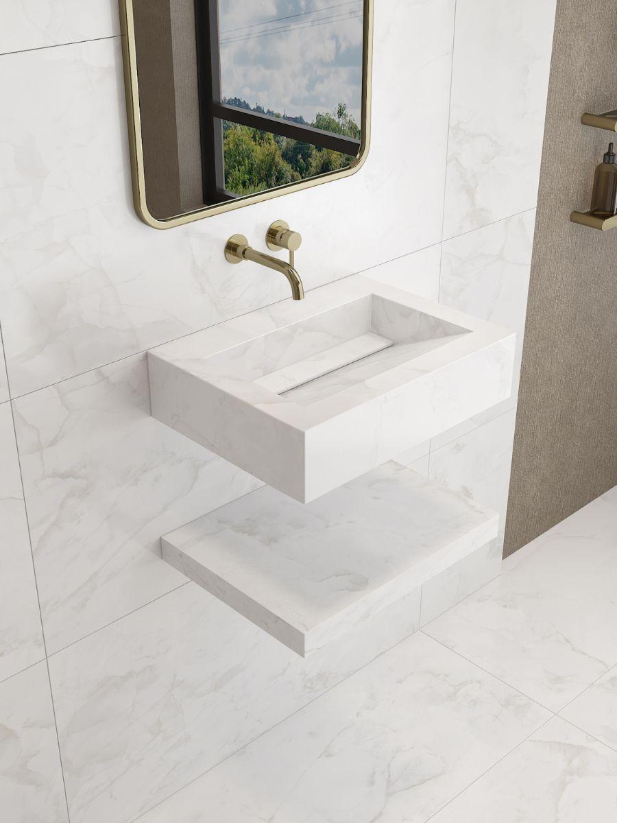 White Onyx Sink and Shelf - 600mm / 800mm
