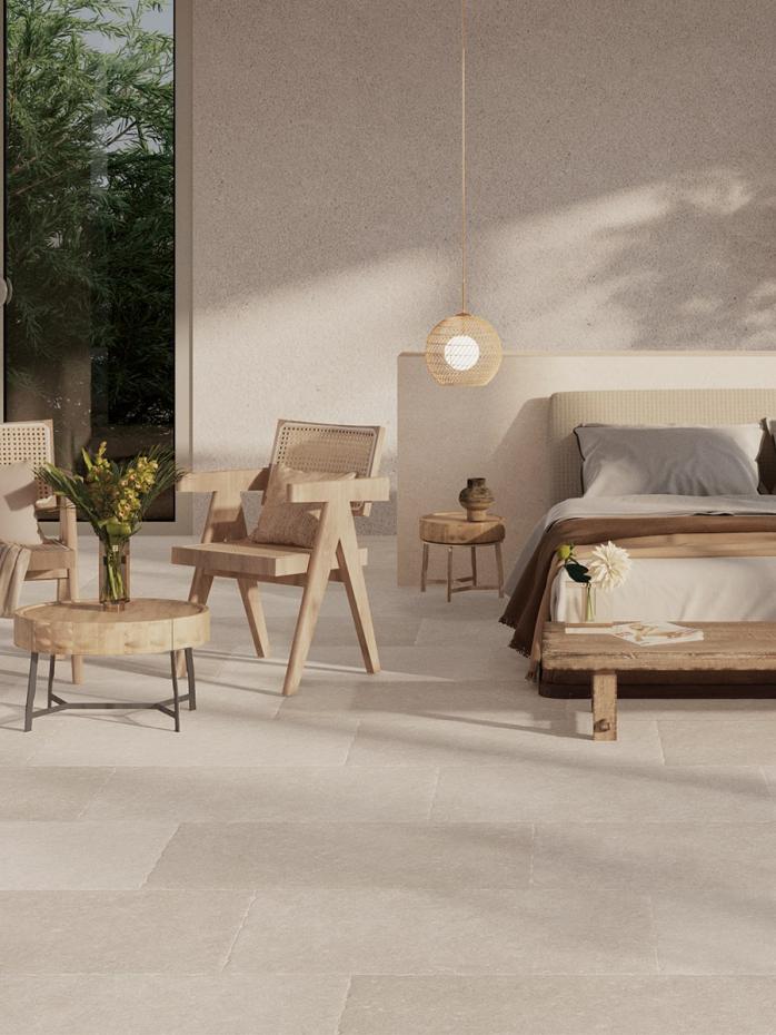 Jersey Cream Antique Chiselled Edge Porcelain Tile - 600x400x9mm