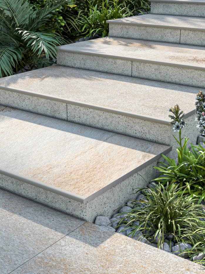 Jurassic Quartzite Porcelain Bullnose Tiles - 900x300x20mm