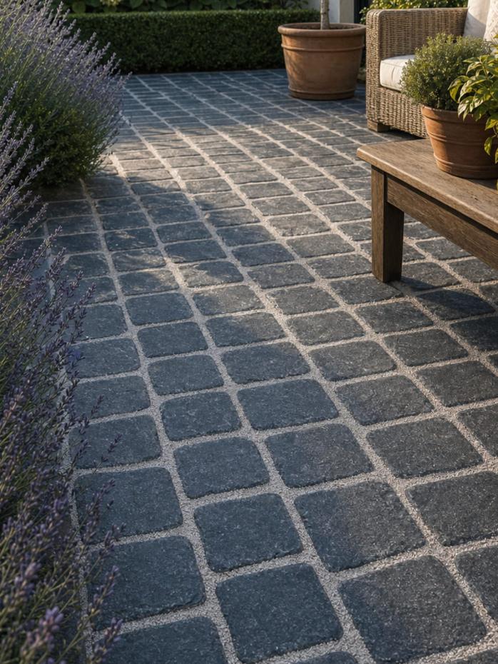 Kadappa Black Tumbled Limestone Cobbles - 100x100mm