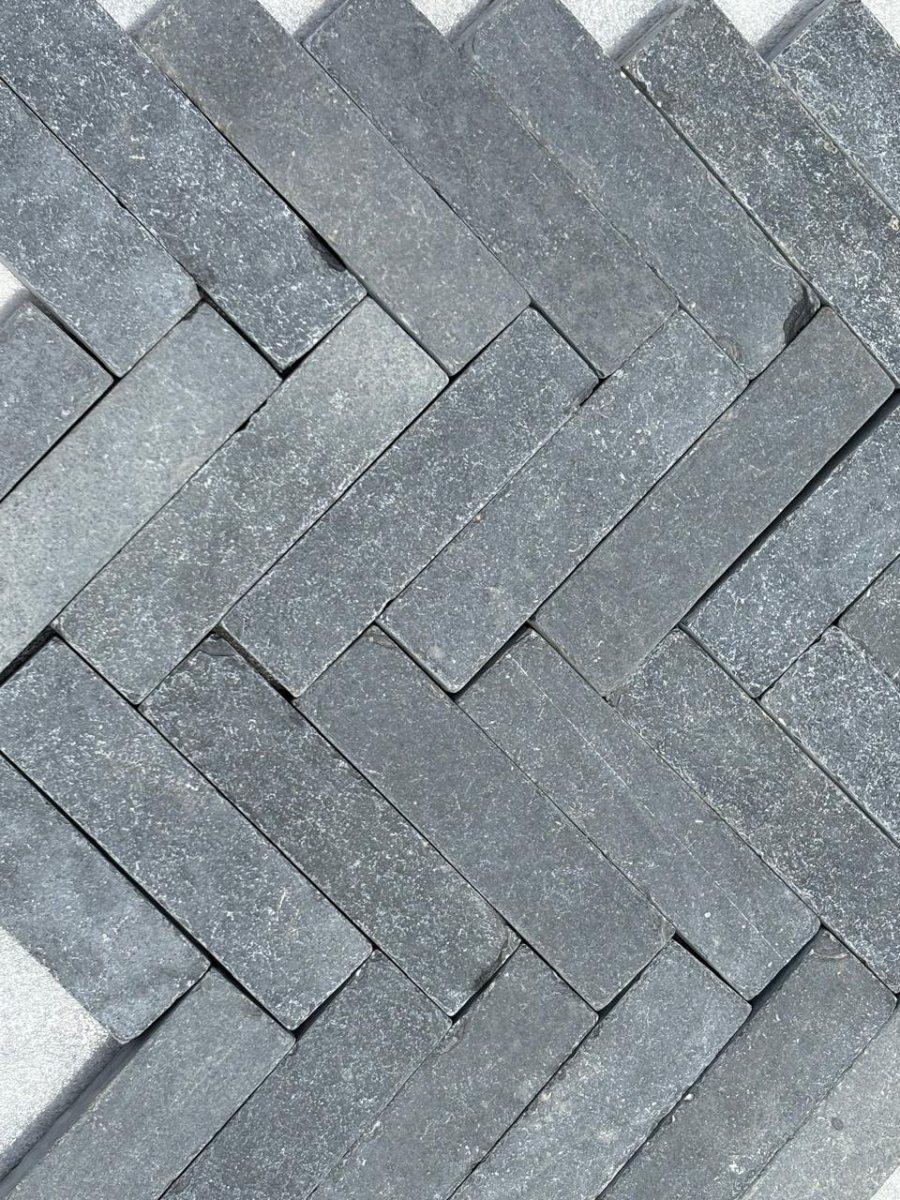 Kadappa Blue Black Tumbled Limestone Pavers - 200x50x40mm