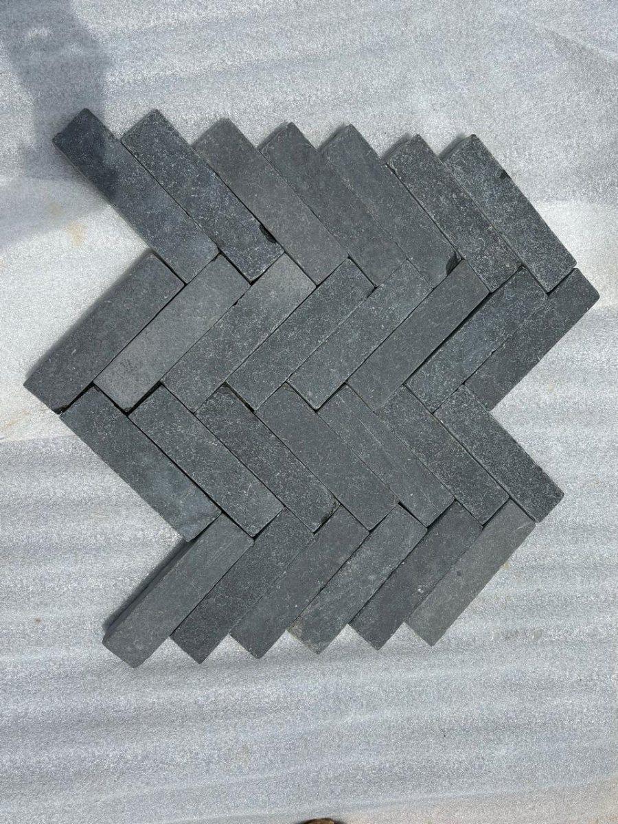 Kadappa Blue Black Tumbled Limestone Pavers - 200x50x40mm