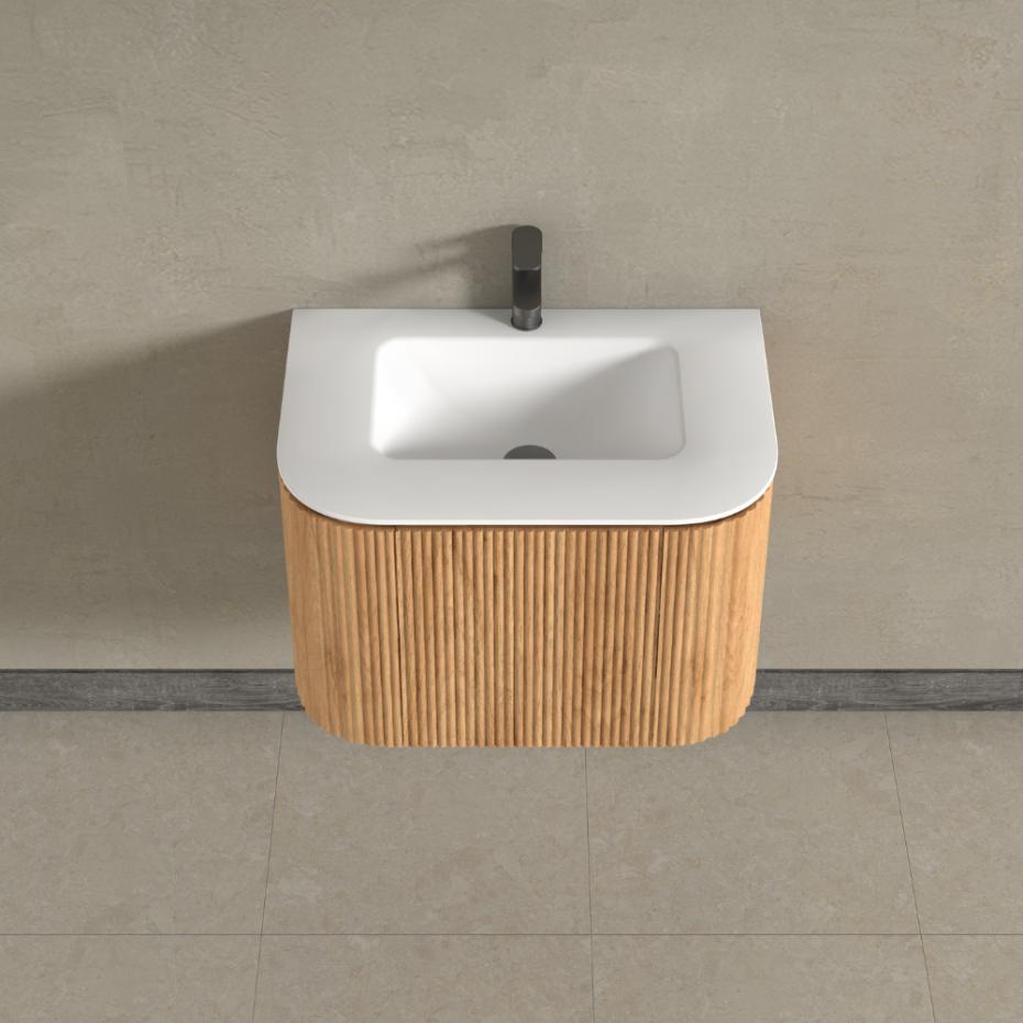 Kensington Solid Wood Wall Hung Rectangular Basin Fluted Bathroom Vanity Unit - 750mm