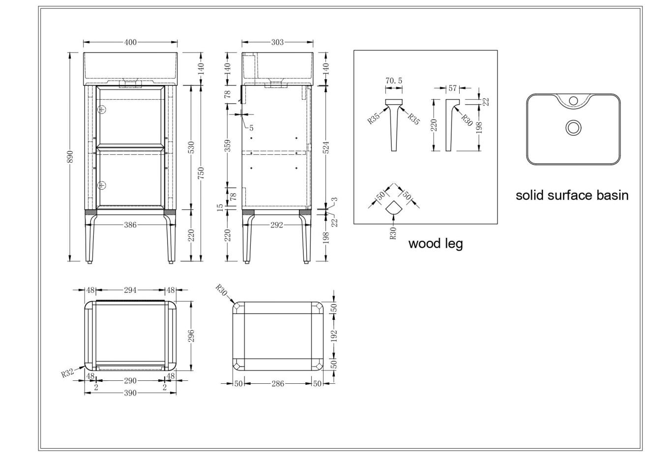 Goa Freestanding Bathroom Vanity Unit - 400mm
